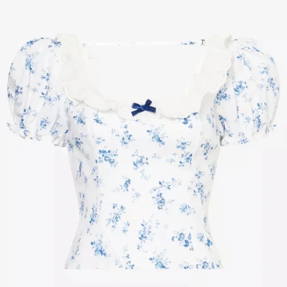 NWT REFORMATION Alice Romantic Floral-Print Puff-Sleeve Linen Blouse Orlaya 4